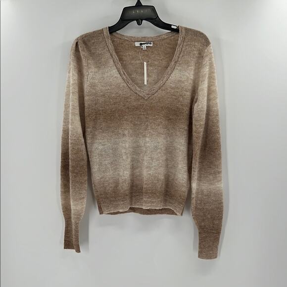 Madewell Alpaca-Blend Deep V-Neck Sweater - Spacedye Fawn - Medium - NWT - Picture 1 of 6